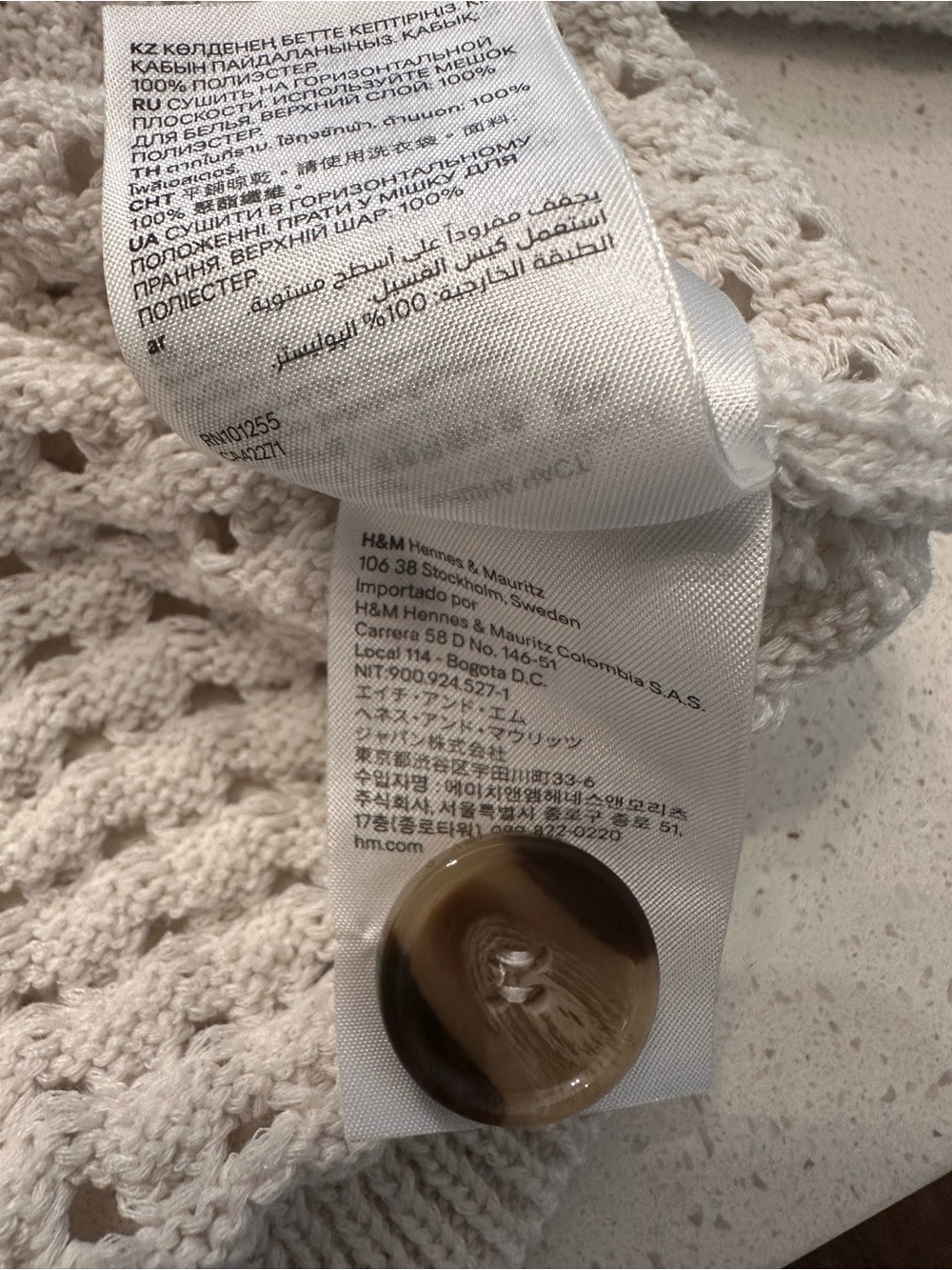 H&M Open-Knit Button Cardigan in Cream - Picture 7 of 9